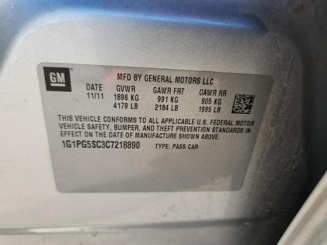 1G1PG5SC3C7218890 - 2012 CHEVROLET CRUZE LT 银色 照片 12