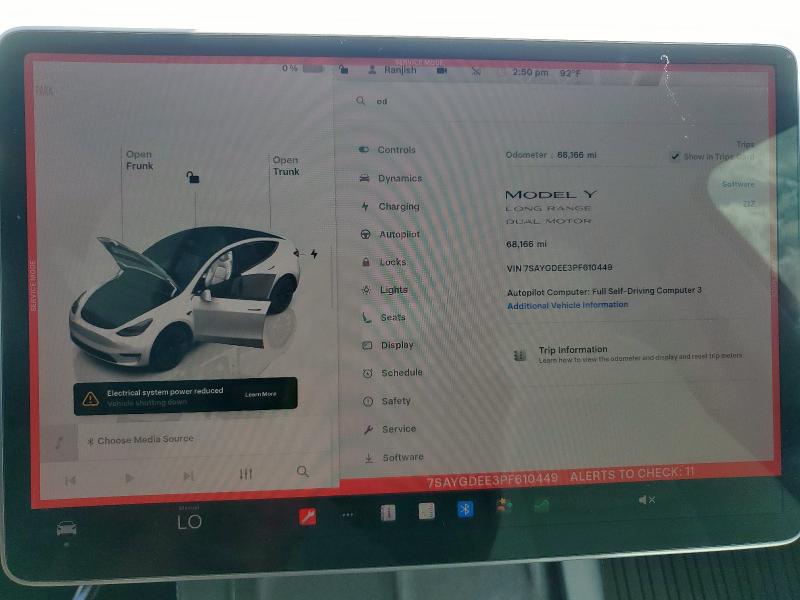 7SAYGDEE3PF610449 - 2023 TESLA MODEL Y Ağ foto 9
