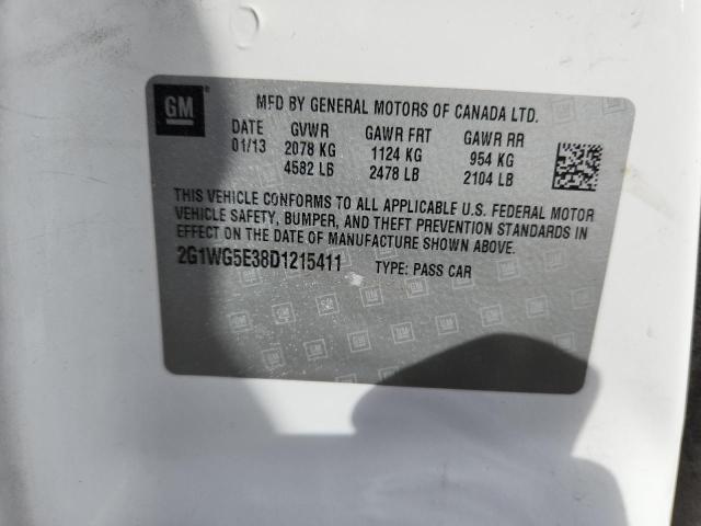 2G1WG5E38D1215411 - 2013 CHEVROLET IMPALA LT 白色 照片 12
