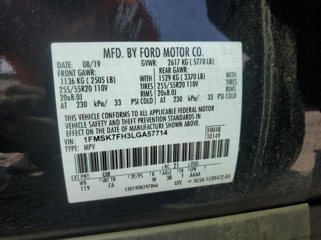 1FMSK7FH3LGA57714 - 2020 FORD EXPLORER LIMITED Қара фото 13