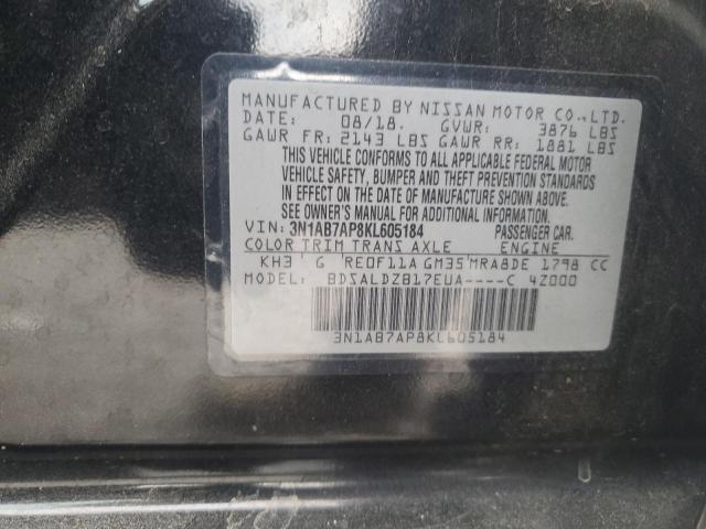 3N1AB7AP8KL605184 - 2019 NISSAN SENTRA S Qara foto 12