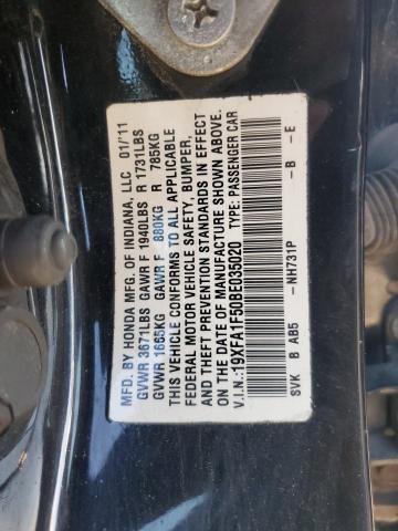 19XFA1F50BE035020 - 2011 HONDA CIVIC LX BLACK photo 12