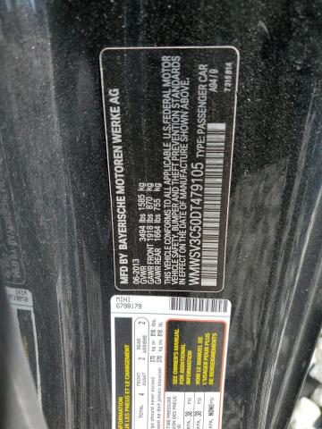 WMWSV3C50DT479105 - 2013 MINI COOPER S BLACK photo 12