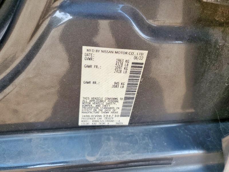 1N4BL4CV0NN394730 - 2022 NISSAN ALTIMA SR ნაცრისფერი ფოტო 12