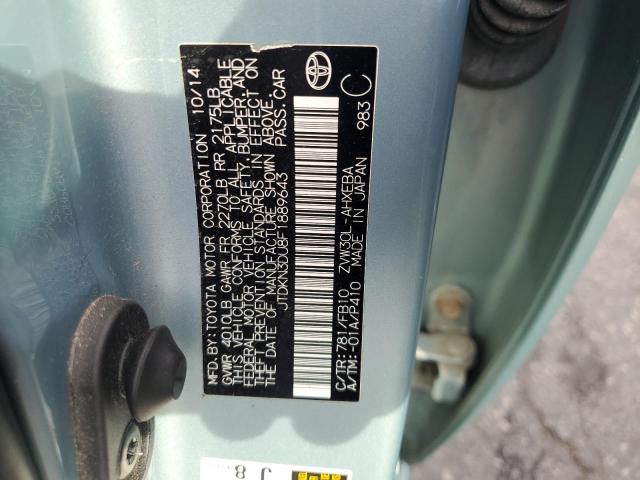 JTDKN3DU8F1889643 - 2015 TOYOTA PRIUS BLUE photo 12