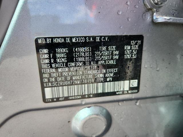 3CZRU6H72NM738459 - 2022 HONDA HR-V EXL GRAY photo 13