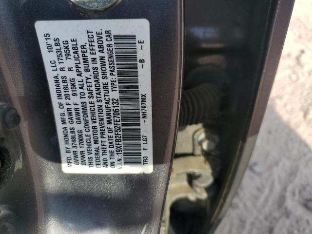 19XFB2F52FE706132 - 2015 HONDA CIVIC LX ნაცრისფერი ფოტო 12