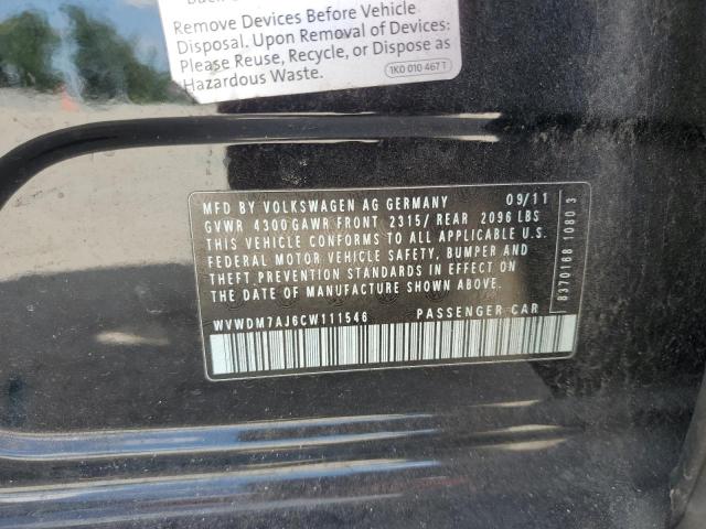 WVWDM7AJ6CW111546 - 2012 VOLKSWAGEN GOLF 黑色 照片 12