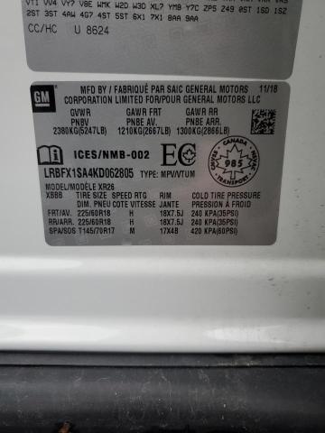 LRBFX1SA4KD062805 - 2019 BUICK ENVISION PREFERRED თეთრი ფოტო 14