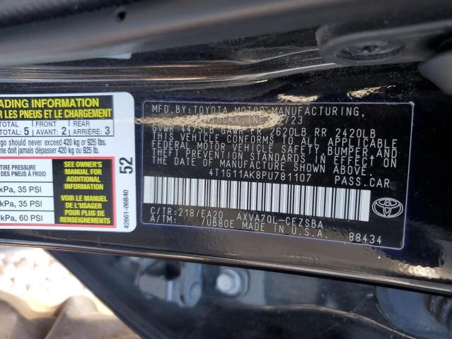 4T1G11AK8PU781107 - 2023 TOYOTA CAMRY SE NIGHT SHADE BLACK photo 12