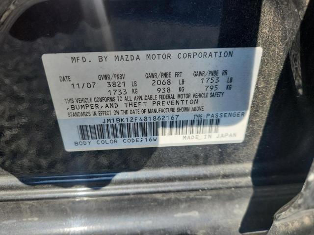 JM1BK12F481862167 - 2008 MAZDA 3 I BLACK photo 12