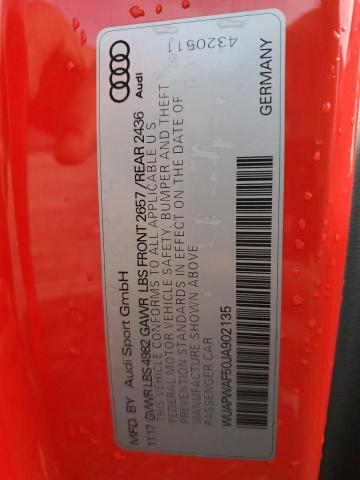 WUAPWAF50JA902135 - 2018 AUDI RS5 Czerwony zdjęcie 12