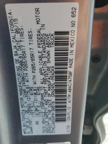 3TMLU4ENXFM199576 - 2015 TOYOTA TACOMA DOUBLE CAB Argent photo 13