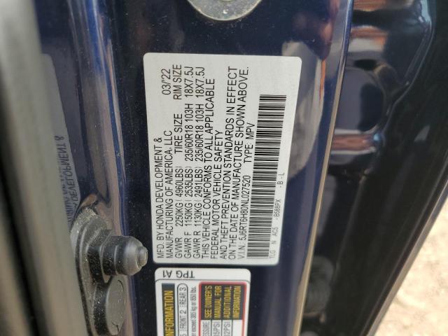 5J6RT6H80NL027520 - 2022 HONDA CR-V EXL ლურჯი ფოტო 12