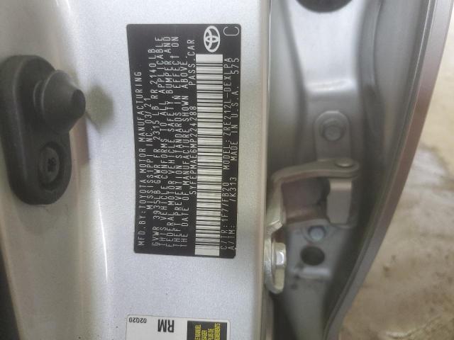 5YFEPMAE6MP224288 - 2021 TOYOTA COROLLA LE Արծաթագույն լուսանկար 12