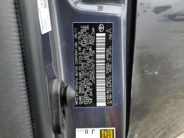 JTDKN3DU9B1371728 - 2011 TOYOTA PRIUS GRAY photo 12