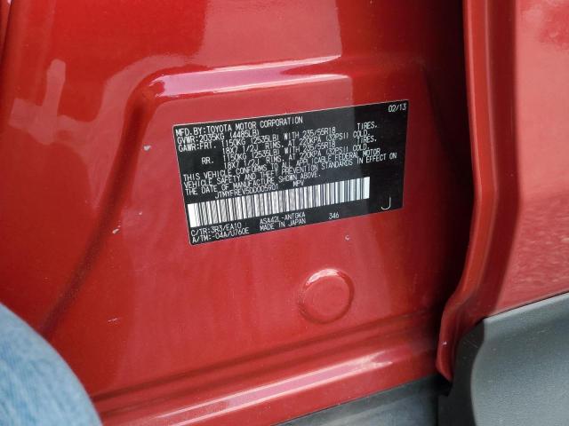 JTMYFREV5DD005901 - 2013 TOYOTA RAV4 LIMITED Қызыл фото 12