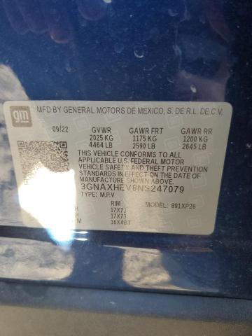 3GNAXHEV8NS247079 - 2022 CHEVROLET EQUINOX LS Mavi foto 13