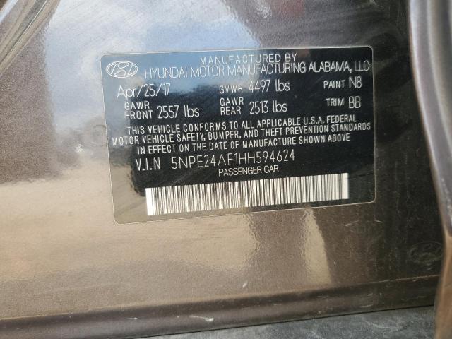 5NPE24AF1HH594624 - 2017 HYUNDAI SONATA SE GRAY photo 13