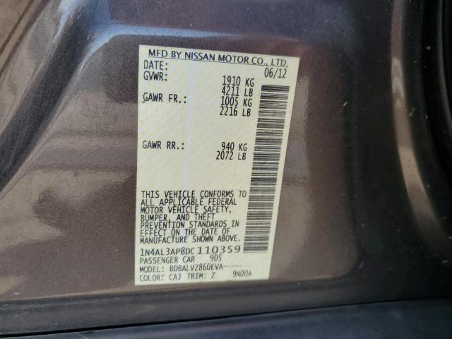 1N4AL3AP8DC110359 - 2013 NISSAN ALTIMA 2.5 灰色 照片 12