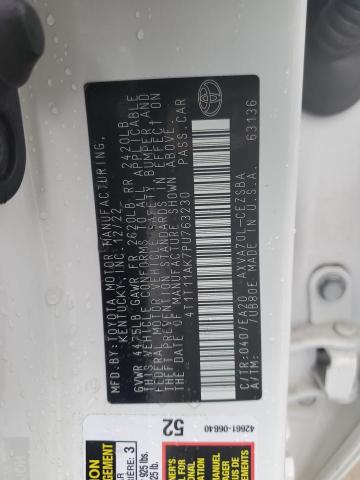 4T1T11AK7PU763230 - 2023 TOYOTA CAMRY SE NIGHT SHADE WHITE photo 12