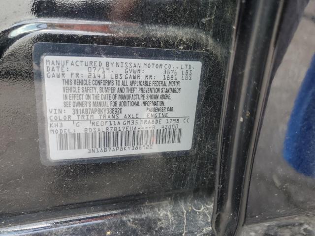 3N1AB7AP8KY388920 - 2019 NISSAN SENTRA S 黑色 照片 12