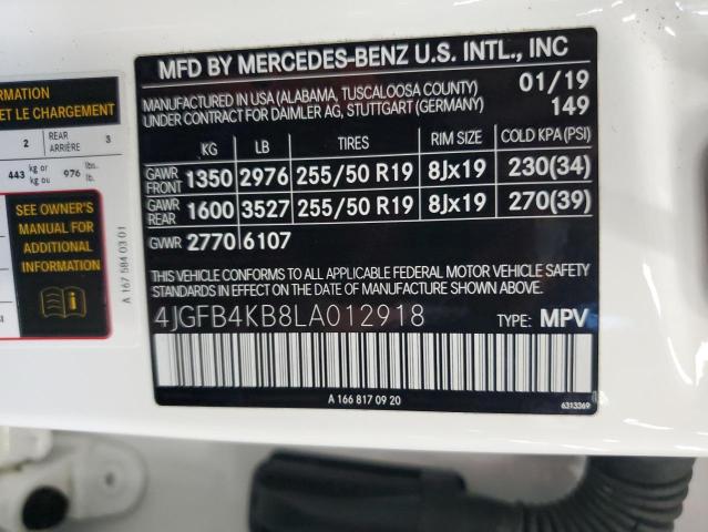 4JGFB4KB8LA012918 - 2020 MERCEDES-BENZ GLE 350 4MATIC WHITE photo 13