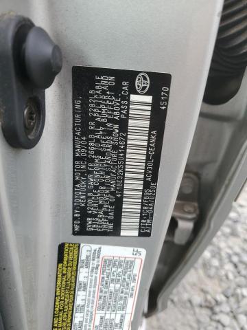 4T1BE32K55U414672 - 2005 TOYOTA CAMRY LE SILVER photo 12