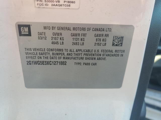 2G1WG5E3XC1271882 - 2012 CHEVROLET IMPALA LT Weiß Foto 12