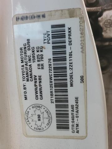 2T1BR12E8WC722876 - 1998 TOYOTA COROLLA VE 白色 照片 12