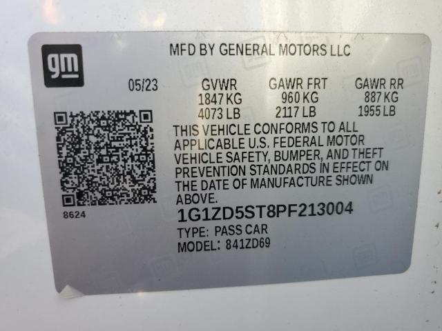 1G1ZD5ST8PF213004 - 2023 CHEVROLET MALIBU LT თეთრი ფოტო 12