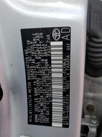 2T1BURHEXJC070047 - 2018 TOYOTA COROLLA L Silber Foto 13