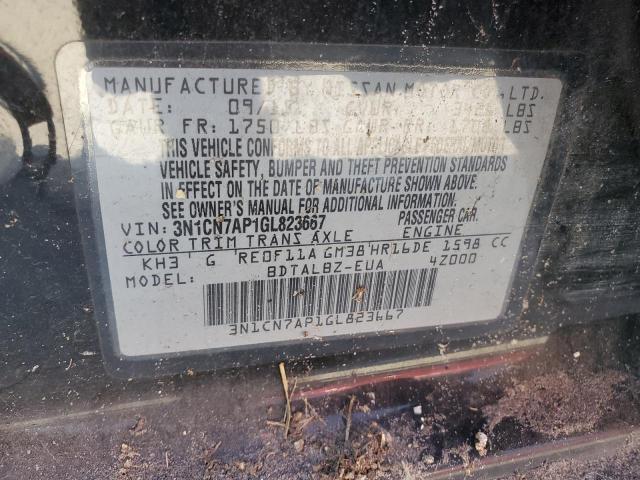 3N1CN7AP1GL823667 - 2016 NISSAN VERSA S BLACK photo 12