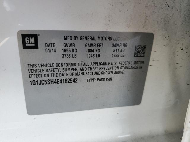 1G1JC5SH4E4162542 - 2014 CHEVROLET SONIC LT WHITE photo 13