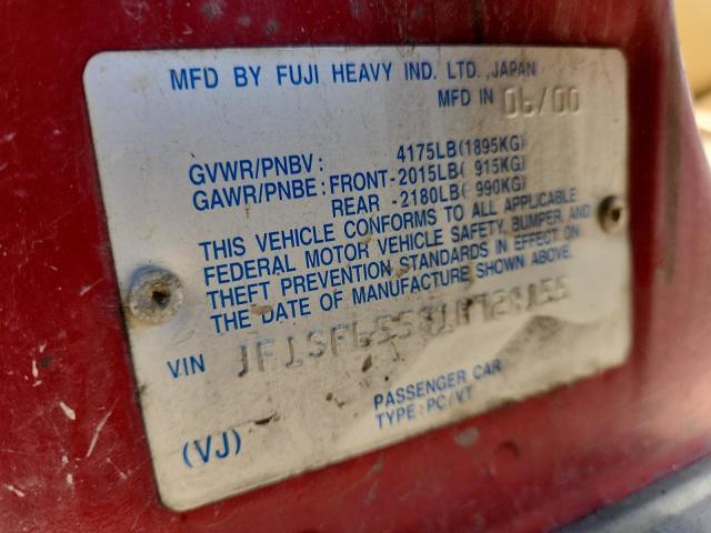JF1SF65581H728155 - 2001 SUBARU FORESTER S RED photo 13