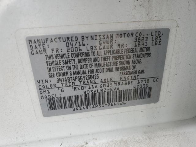 3N1AB7AP5GY266426 - 2016 NISSAN SENTRA S WHITE photo 13