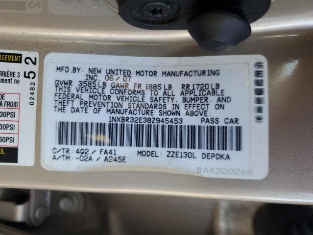 1NXBR32E38Z945453 - 2008 TOYOTA COROLLA CE GOLD photo 13