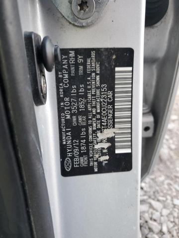 KMHCT4AE0CU223153 - 2012 HYUNDAI ACCENT GLS SILVER photo 12