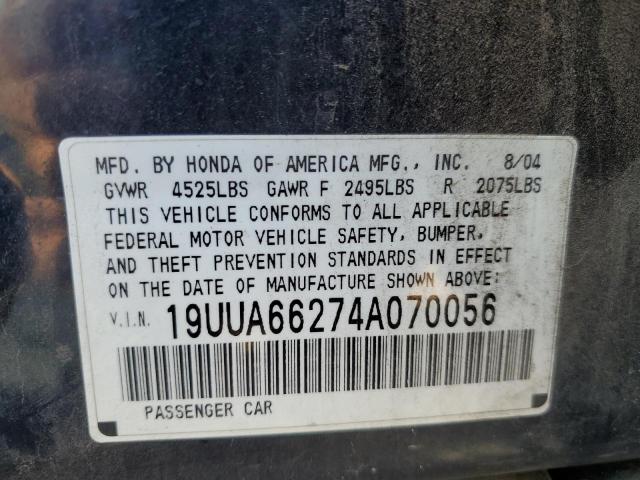 19UUA66274A070056 - 2004 ACURA TL BLUE photo 12