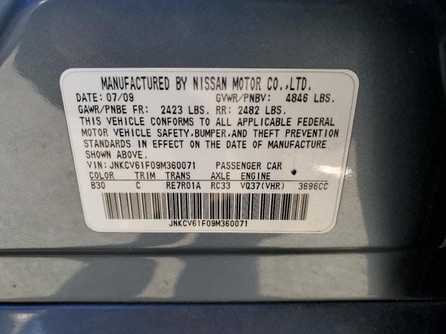 JNKCV61F09M360071 - 2009 INFINITI G37 SILVER photo 12