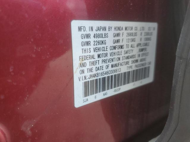 JH4KB16546C006613 - 2006 ACURA RL BURGUNDY photo 12