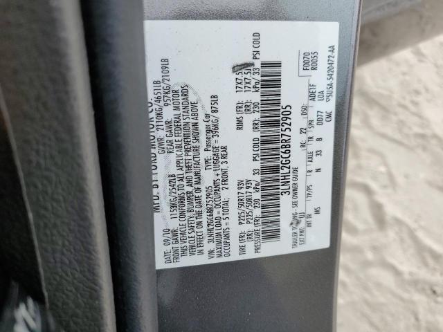 3LNHL2GC6BR752905 - 2011 LINCOLN MKZ CHARCOAL photo 12