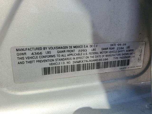 3VWRX7AJ6AM035186 - 2010 VOLKSWAGEN JETTA SE فضي صورة 12