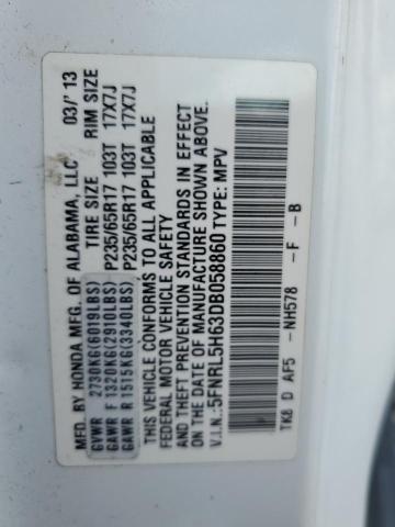 5FNRL5H63DB058860 - 2013 HONDA ODYSSEY EXL Blanc photo 13