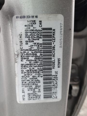 4T1BE32K62U099148 - 2002 TOYOTA CAMRY LE SILVER photo 12