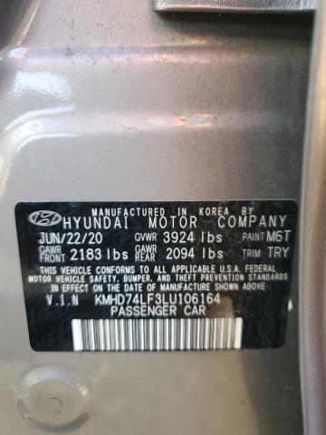 KMHD74LF3LU106164 - 2020 HYUNDAI ELANTRA SE SILVER photo 12