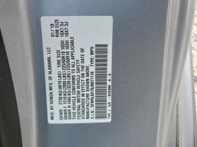 5FNRL6H79JB077116 - 2018 HONDA ODYSSEY EXL ვერცხლისფერი ფოტო 13