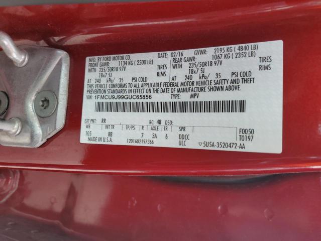 1FMCU9J99GUC65856 - 2016 FORD ESCAPE TITANIUM Қызыл фото 13