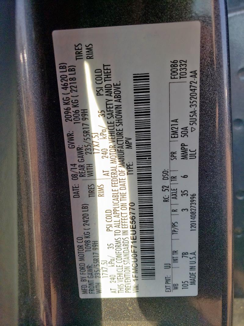 1FMCU0F71EUE56770 - 2014 FORD ESCAPE S GRAY photo 13