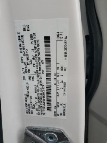 1FMCU9J91KUC01741 - 2019 FORD ESCAPE TITANIUM Blanco foto 13